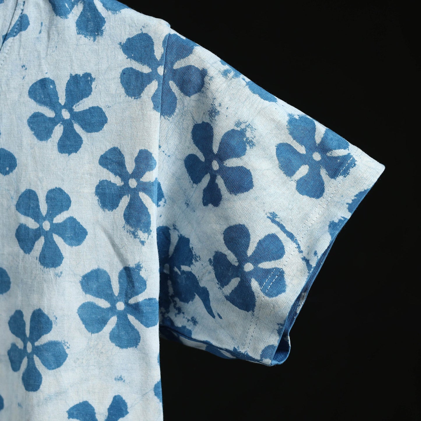 Natural dyed bindaas block art printed cotton v neck