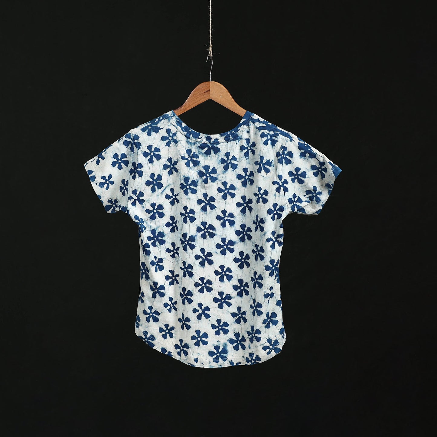 Natural dyed bindaas block art printed cotton v neck