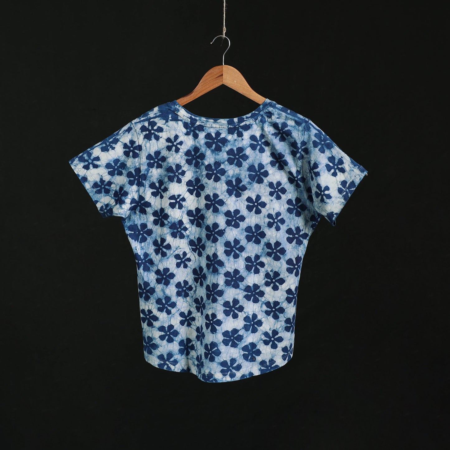 Natural dyed bindaas block art printed cotton v neck