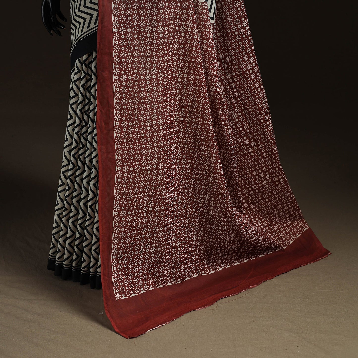 Natural dyed hand block print pure mul cotton bagru saree