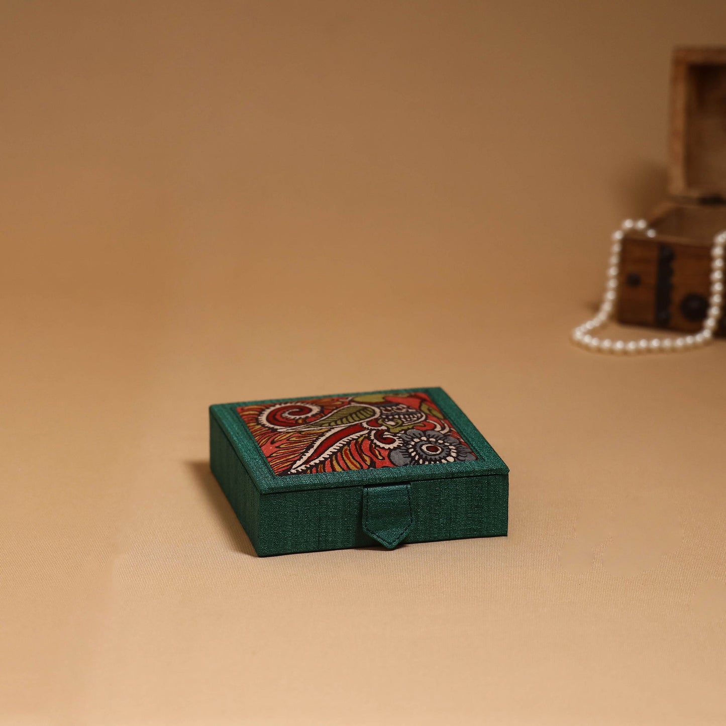 Natural dyed handpainted kalamkari jewellery box 17