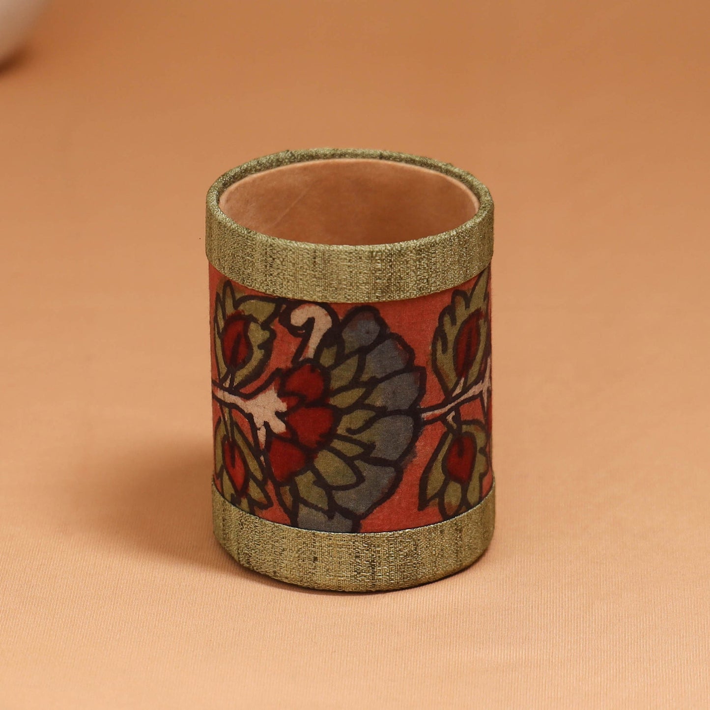 Natural dyed handpainted kalamkari pen stand 07