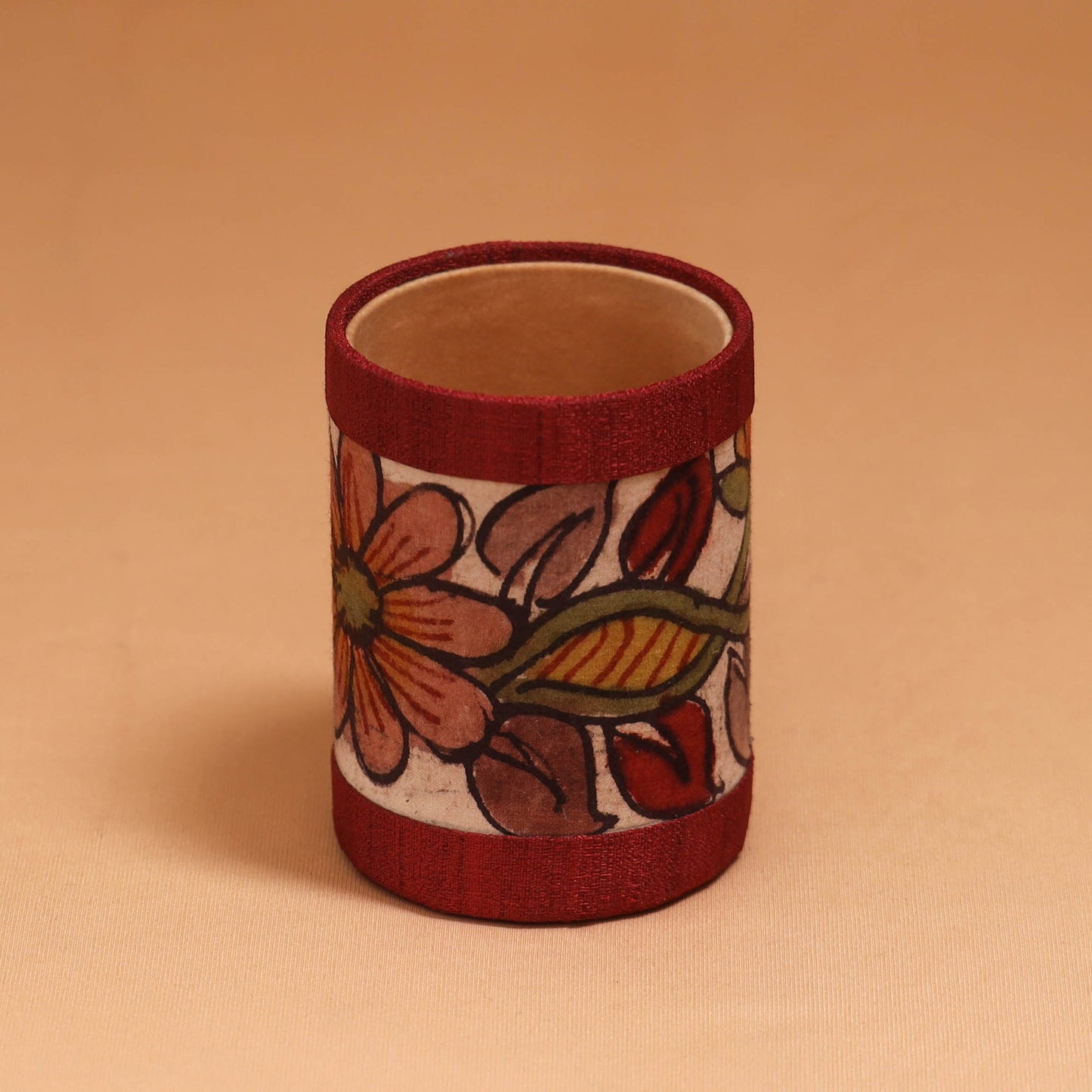 Natural dyed handpainted kalamkari pen stand 19