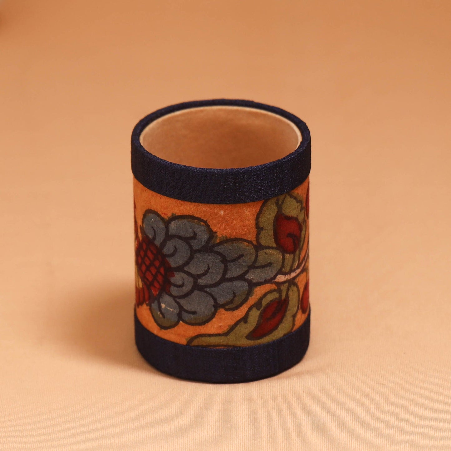 Natural dyed handpainted kalamkari pen stand 29