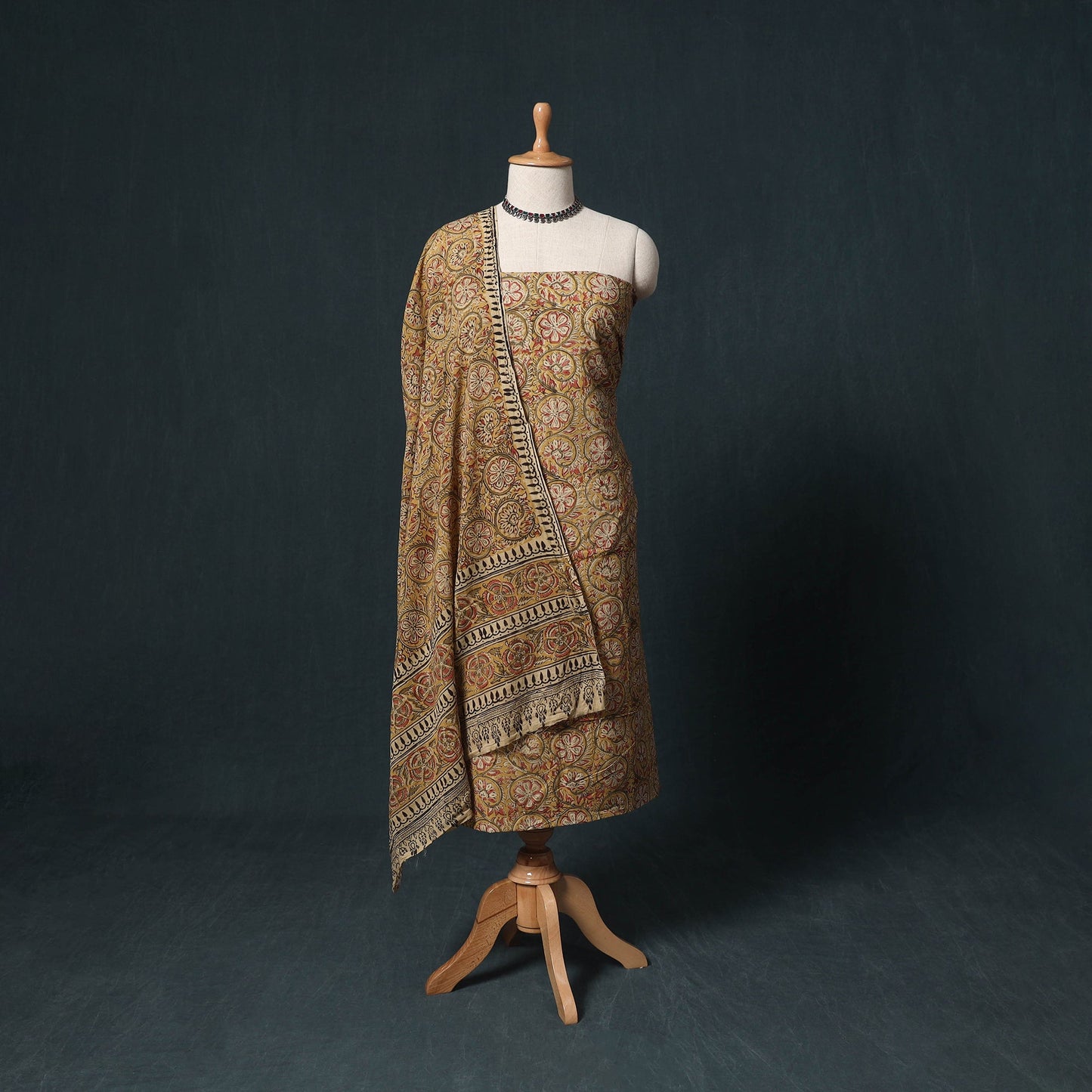 Natural dyed kalamkari hand block print cotton 2pc