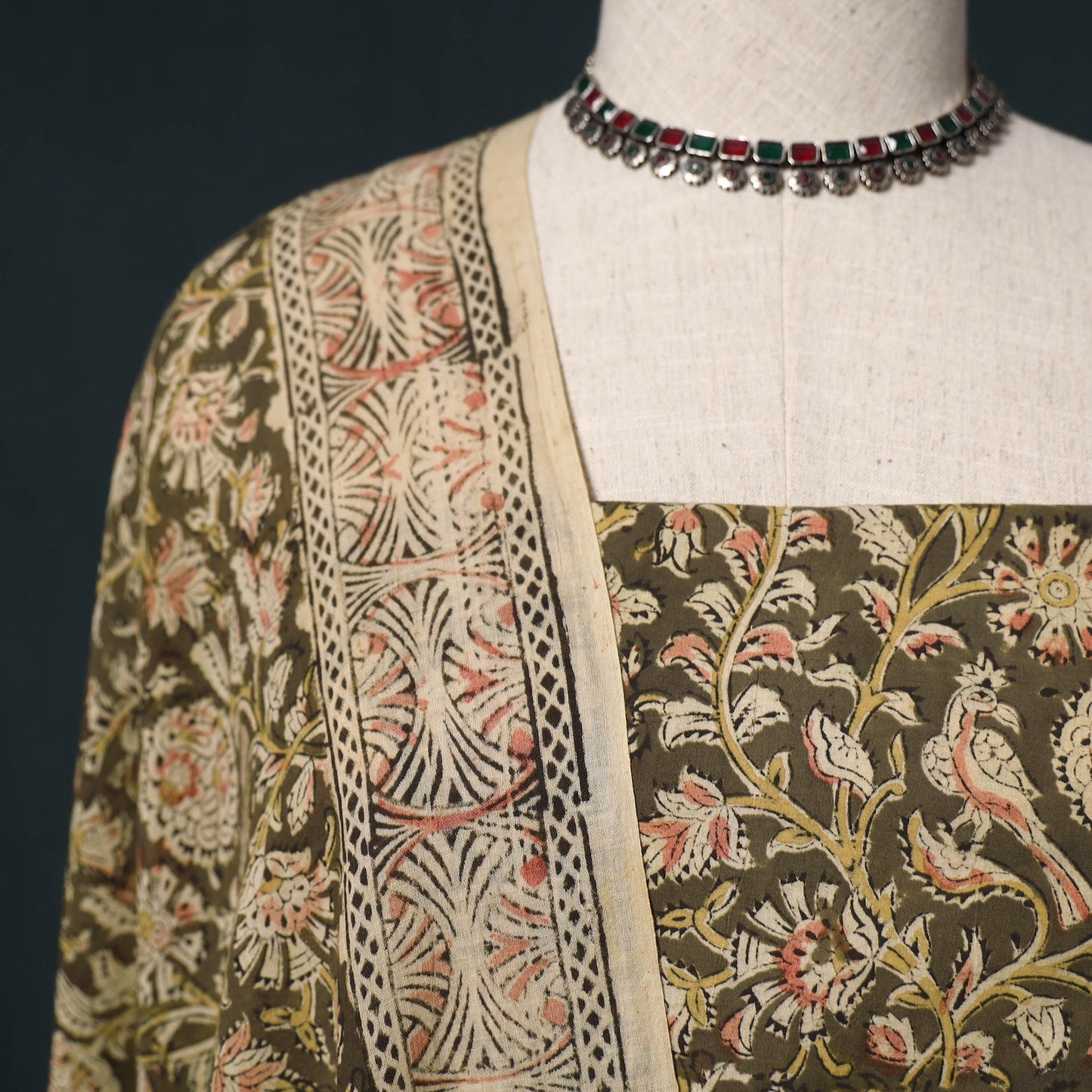 Natural dyed kalamkari hand block print cotton 2pc