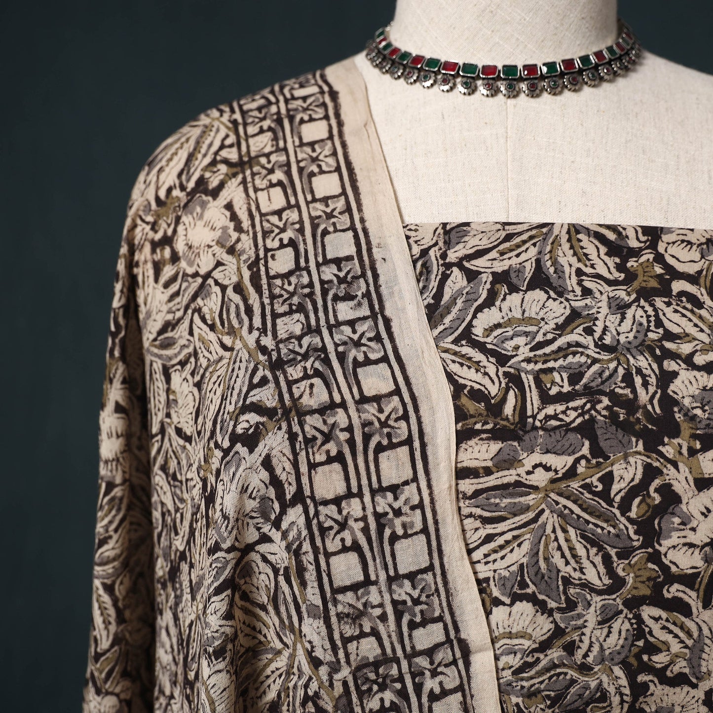 Natural dyed kalamkari hand block print cotton 2pc