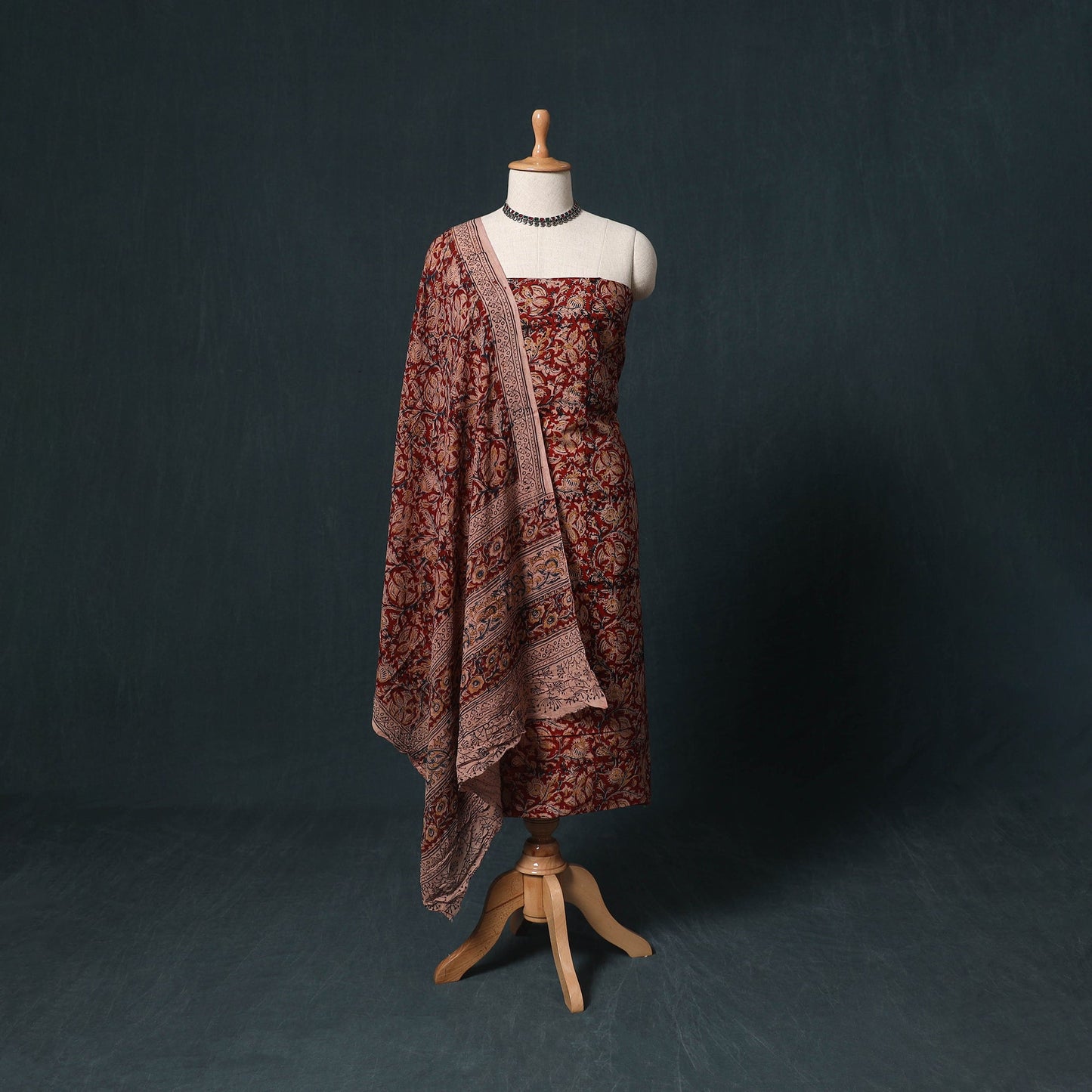 Natural dyed kalamkari hand block print cotton 2pc