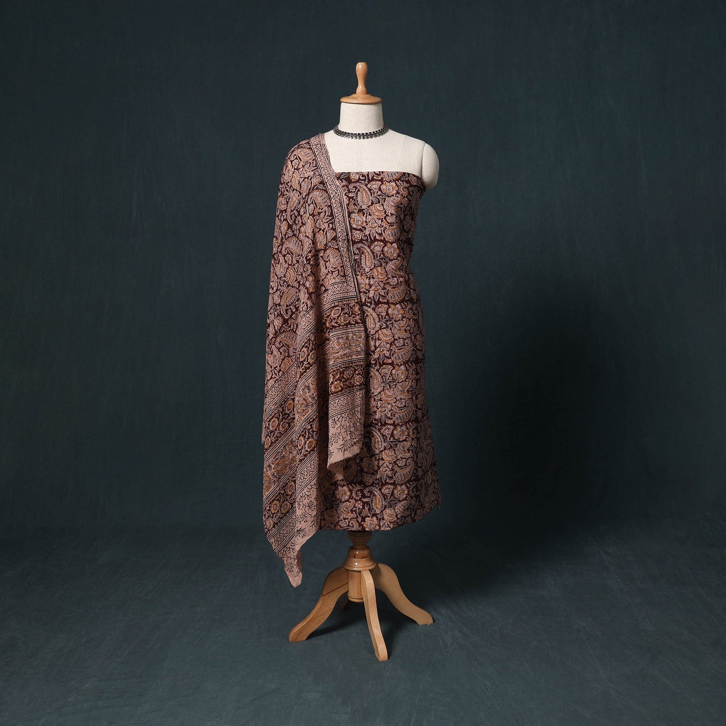 Natural dyed kalamkari hand block print cotton 2pc