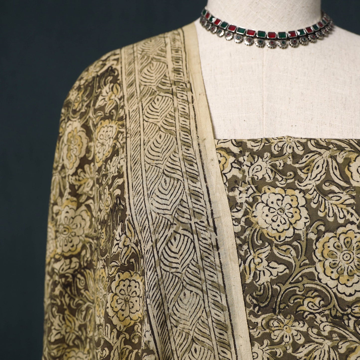 Natural dyed kalamkari hand block print cotton 2pc