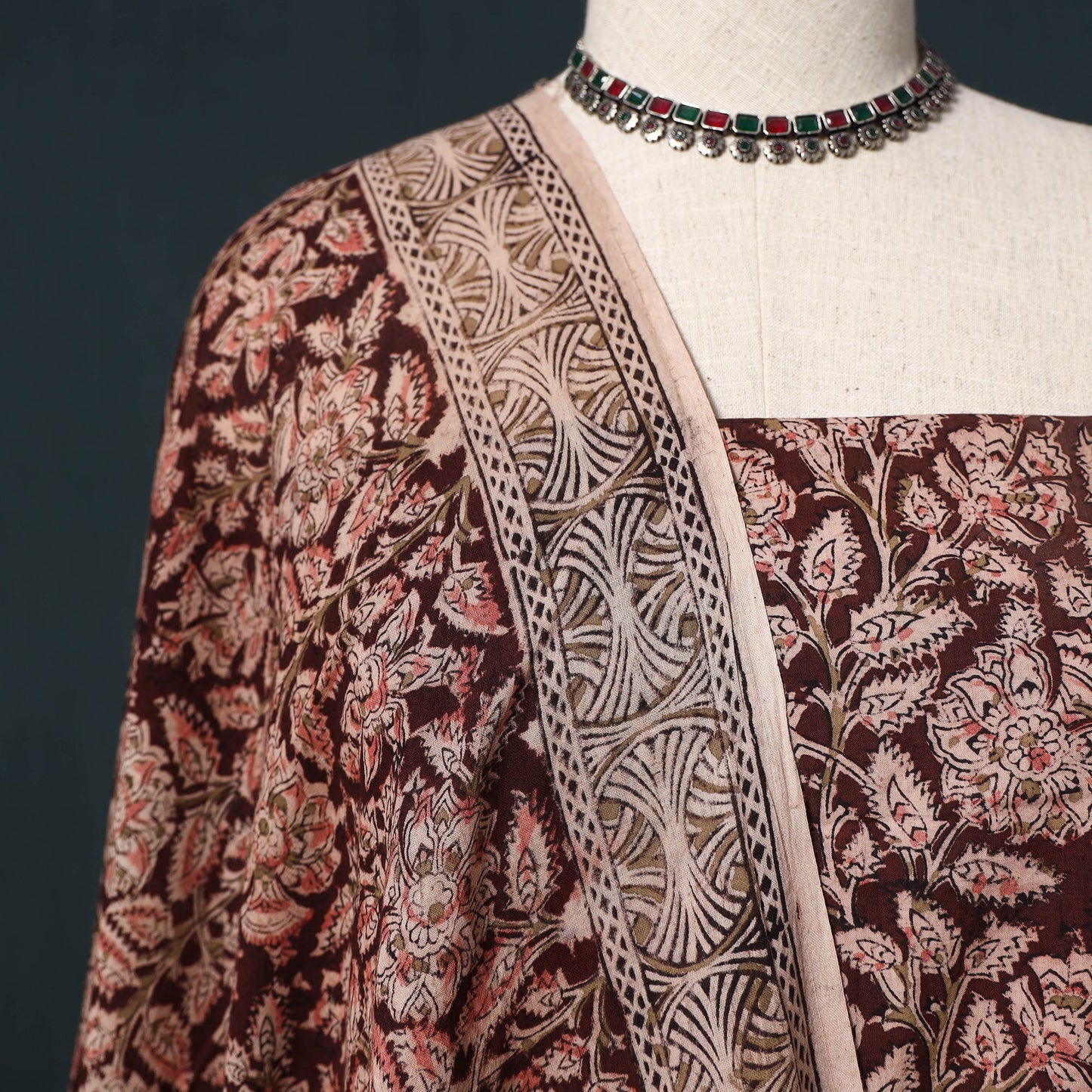 Natural dyed kalamkari hand block print cotton 2pc