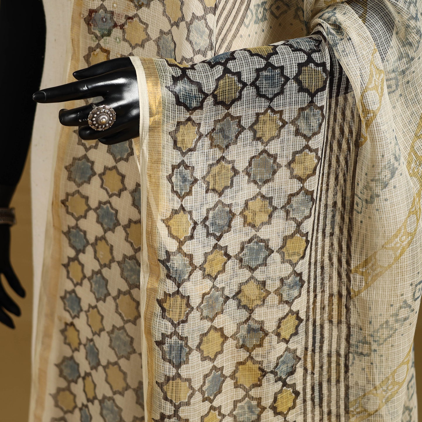 Natural dyed kota doria cotton dupatta 12 - handcrafted