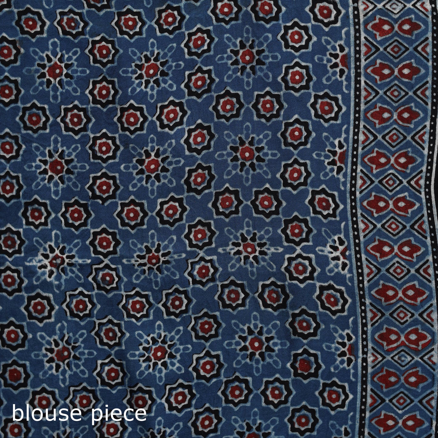 Natural dyed modal silk kutch hand block print ajrakh saree