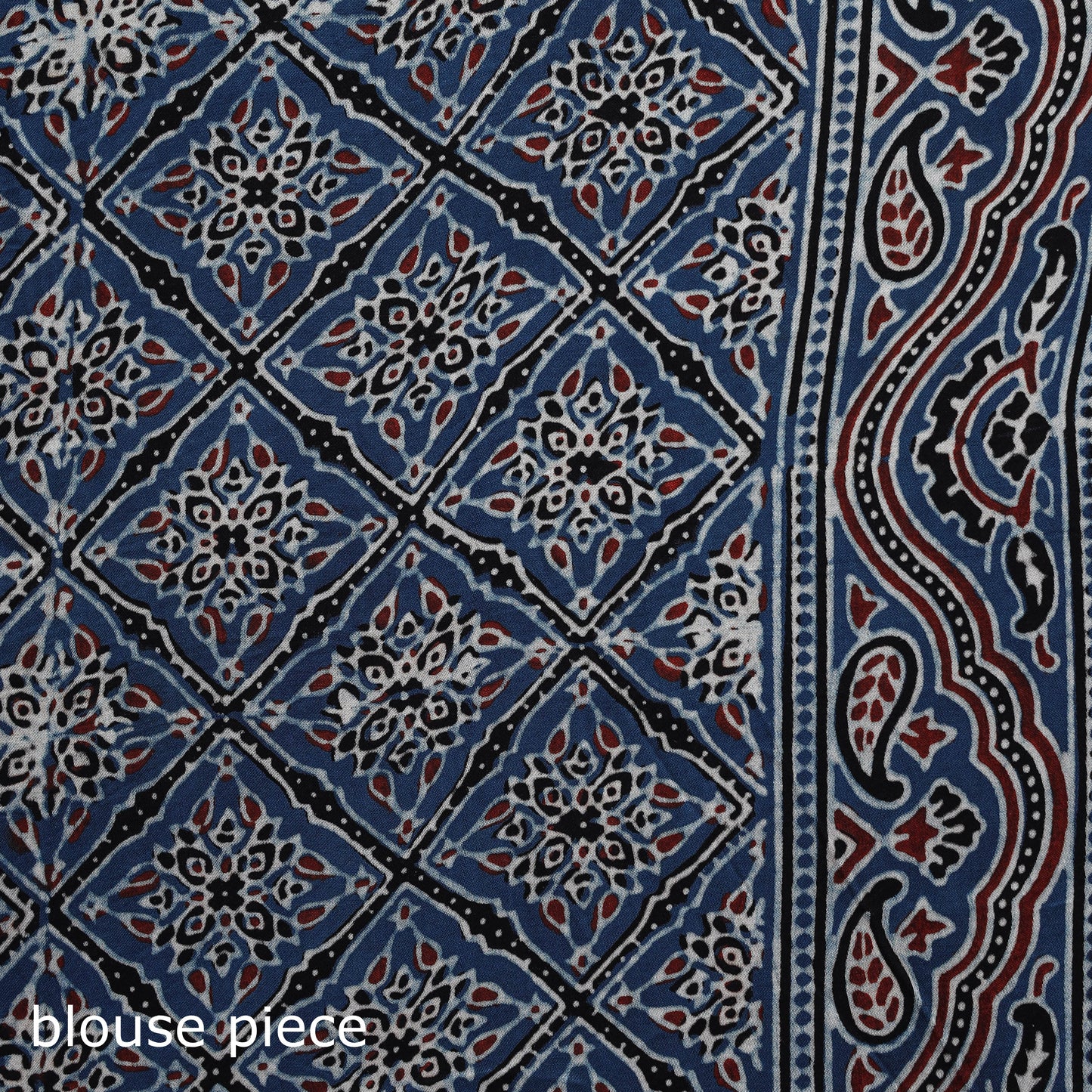 Natural dyed modal silk kutch hand block print ajrakh saree