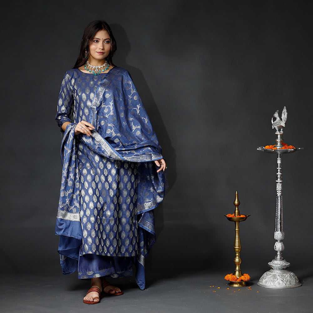 Banarasi Kurta with Palazzo & Dupatta Set