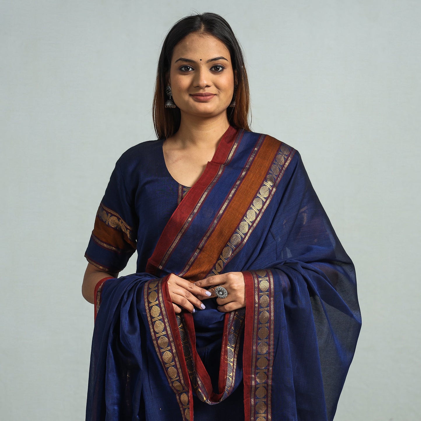 Navy blue - dharwad cotton kurta with palazzo & dupatta set