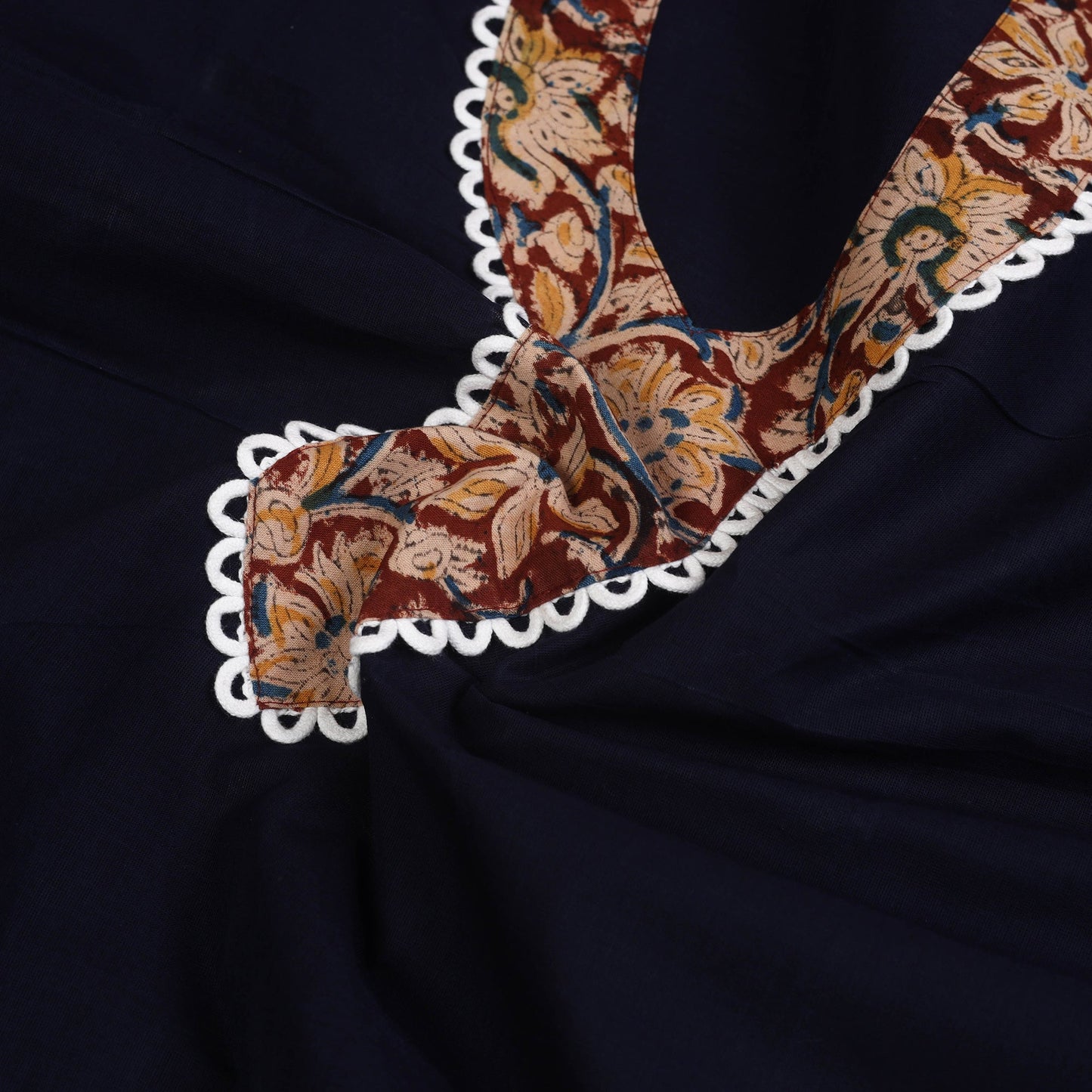 Blue Kanchipuram Patchwork Cotton Kurta Material
