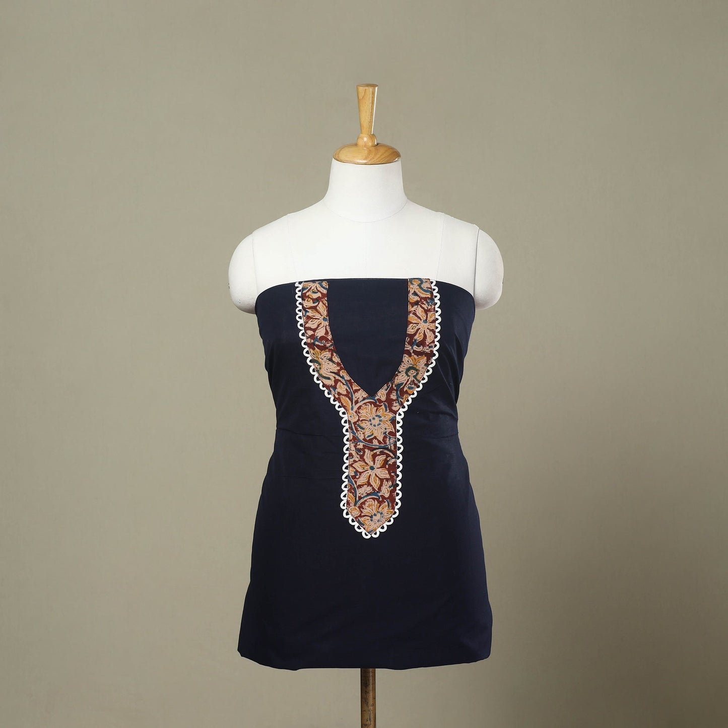 Blue Kanchipuram Patchwork Cotton Kurta Material