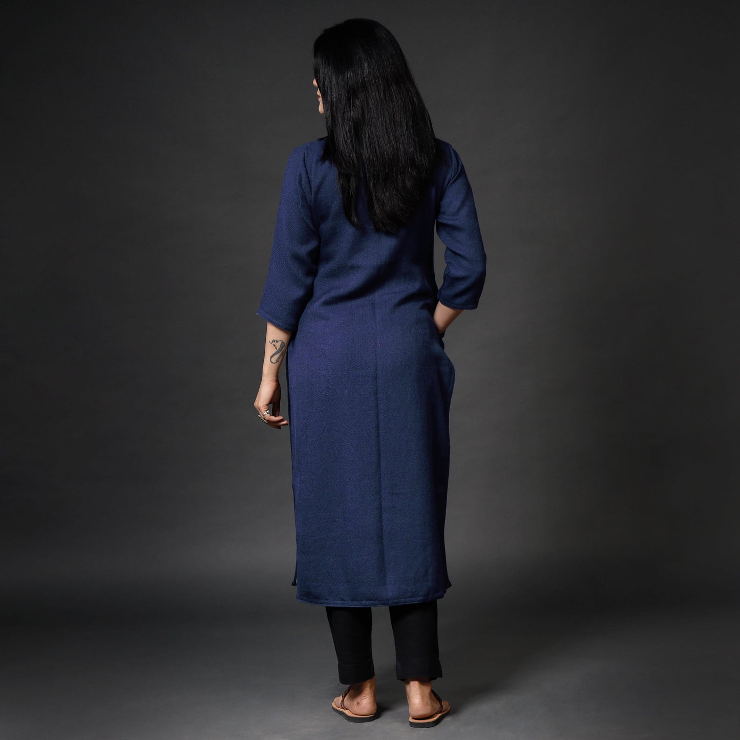 Kumaun Handwoven Straight Merino Woolen Kurta for Women