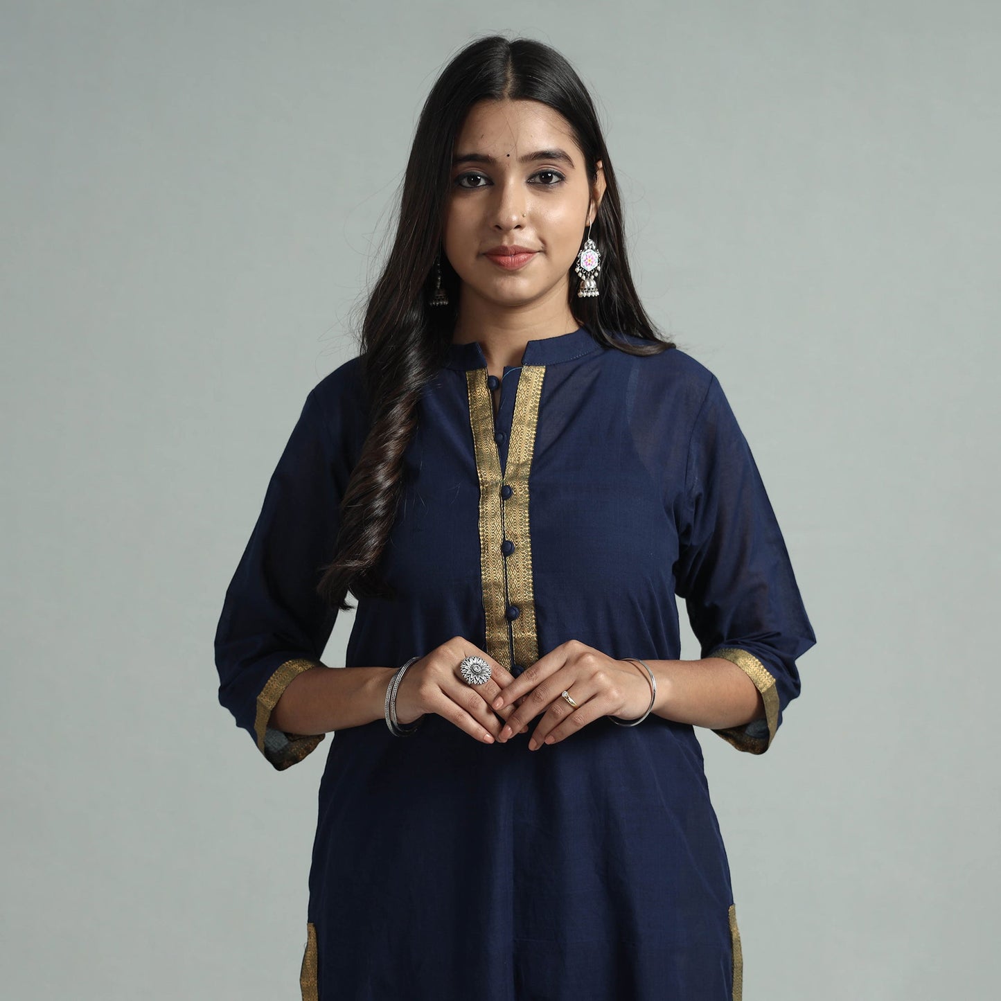 Buy Mangalagiri Handloom Cotton Kurta with Palazzo & Dupatta Set Online at iTokri.com