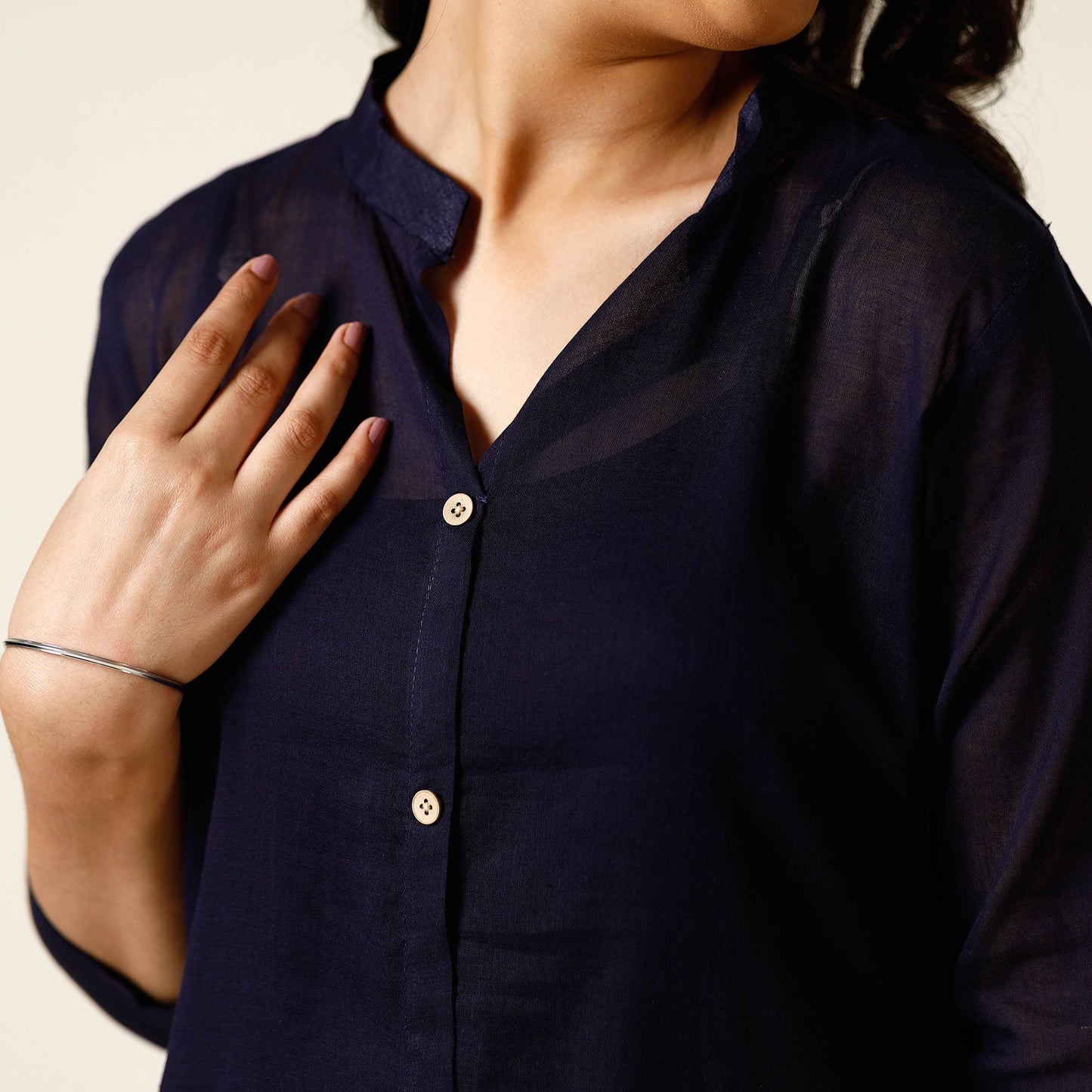 Mulmalai Cotton Plain Dyed Long Kurta