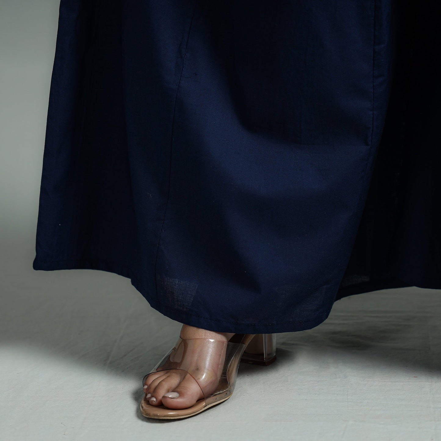 Navy blue - plain dyed cotton flared palazzo - handcrafted
