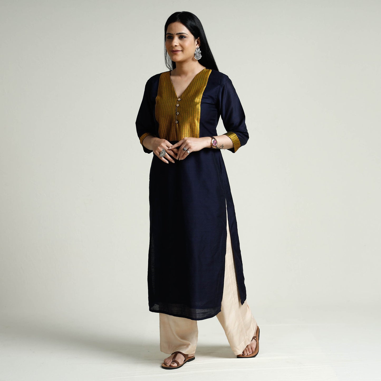 Buy Plain Silk Long Kurta for Women