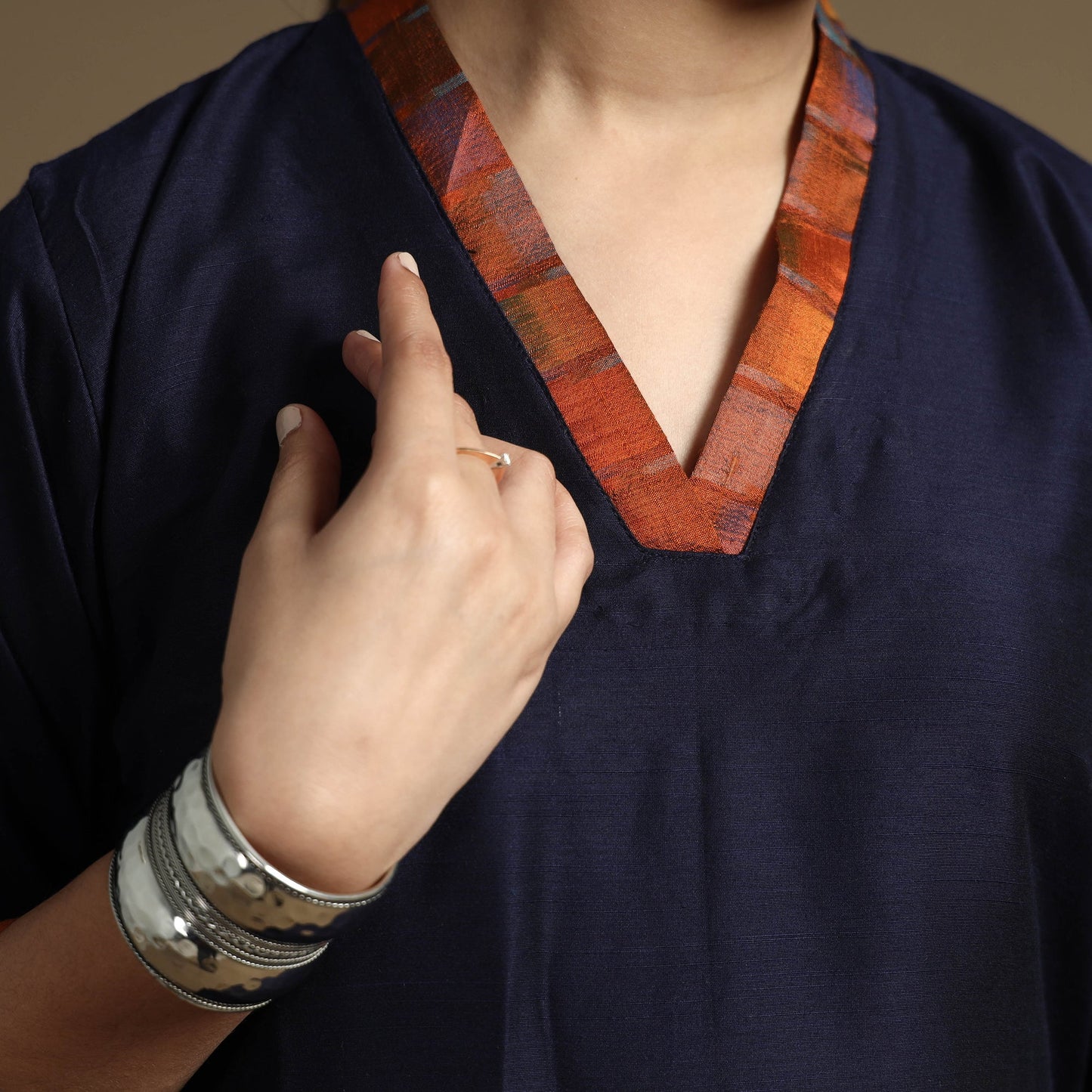 Buy Plain Solid Slub Silk Long Kurta Online at iTokri.com