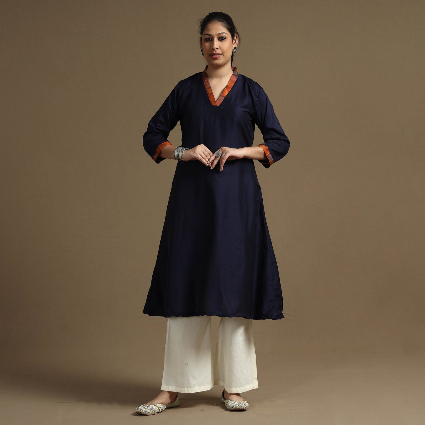Buy Plain Solid Slub Silk Long Kurta Online at iTokri.com