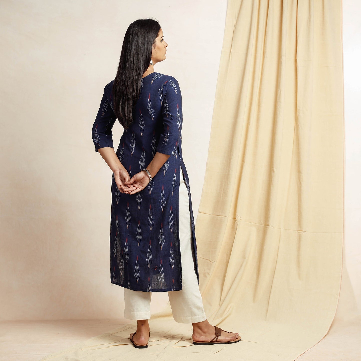 Pochampally Ikat Weave Cotton Long Kurta