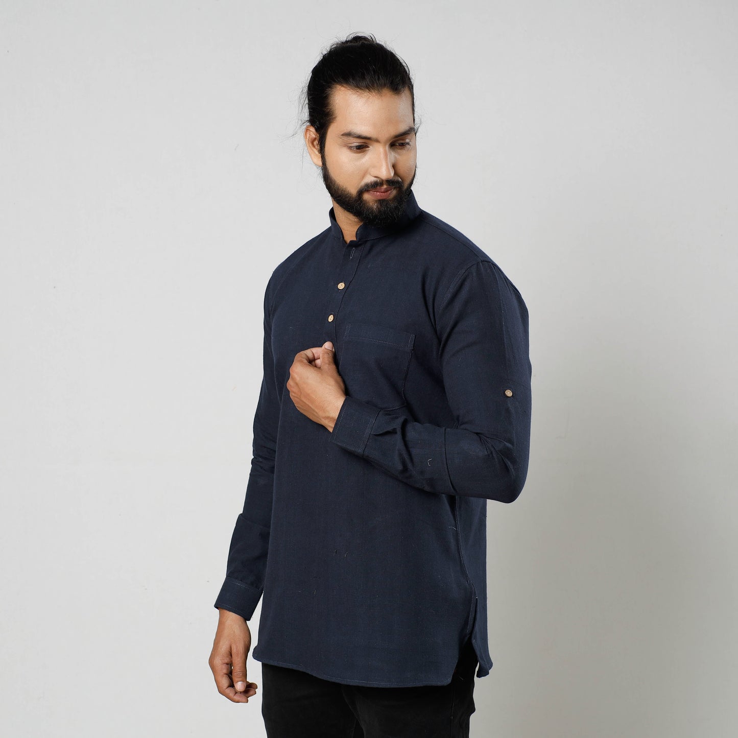 Plain Fine Cotton Handloom Men Short Kurta