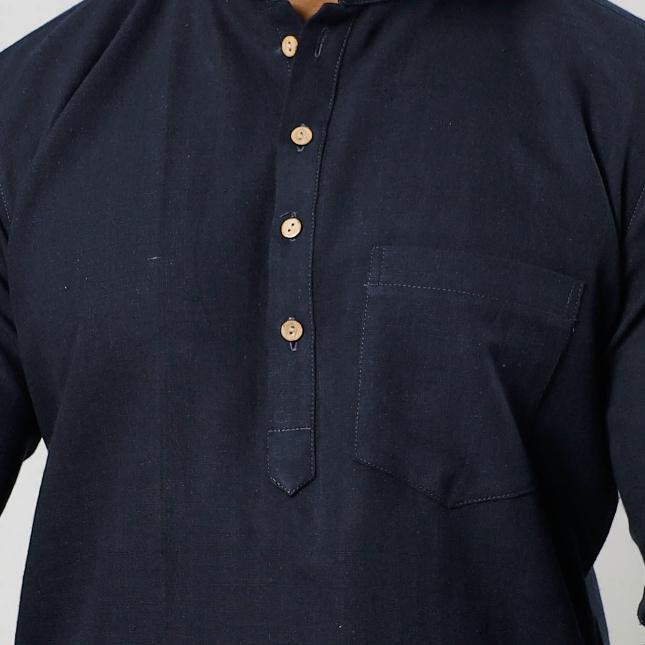 Plain Fine Cotton Handloom Men Short Kurta