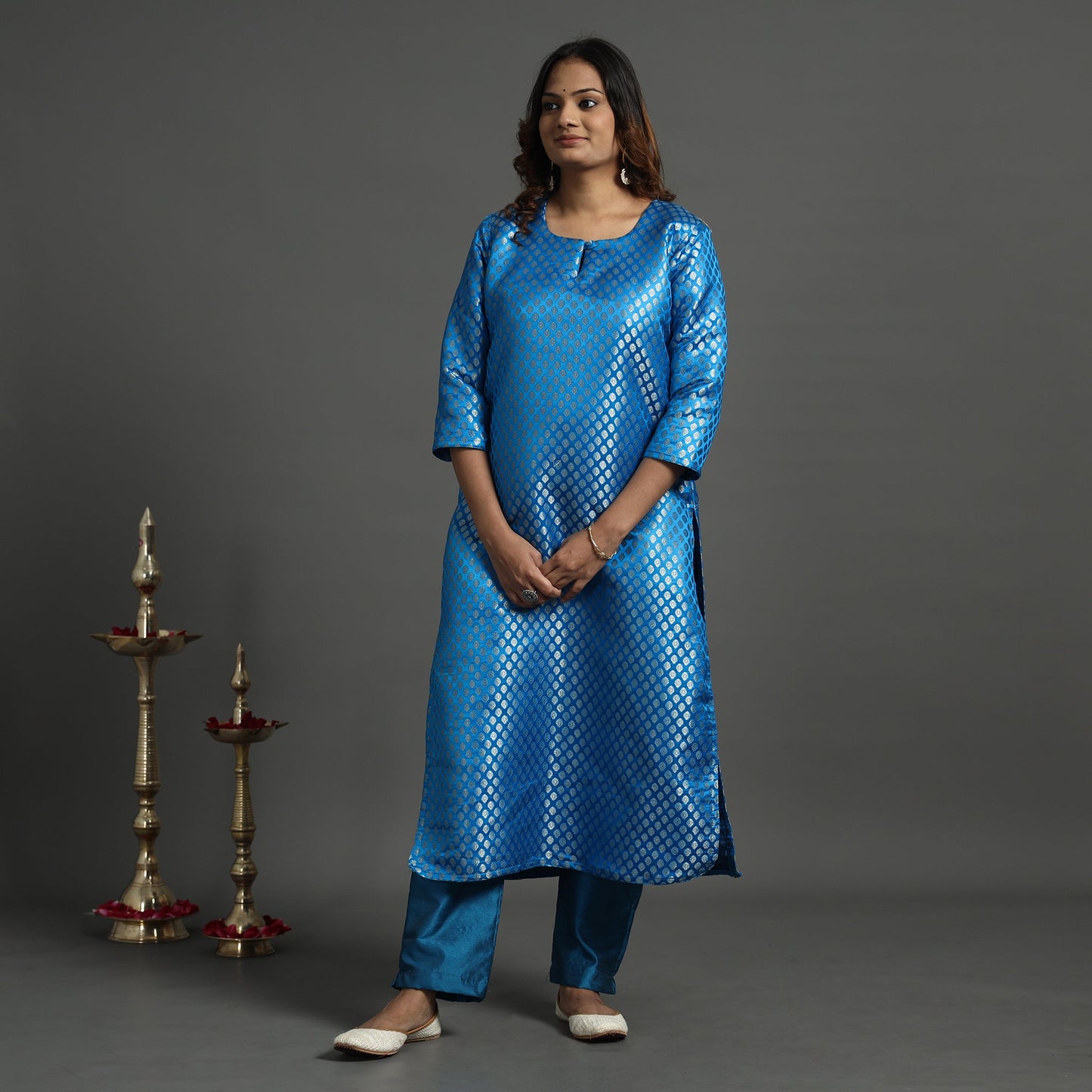 Elegant Banarasi Brocade Silk Kurta with Pant Set