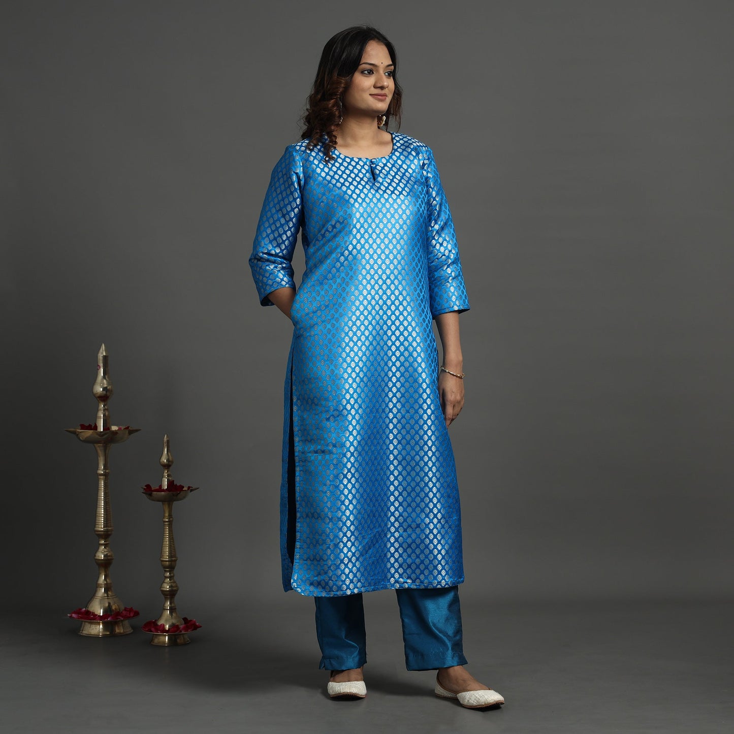 Elegant Banarasi Brocade Silk Kurta with Pant Set