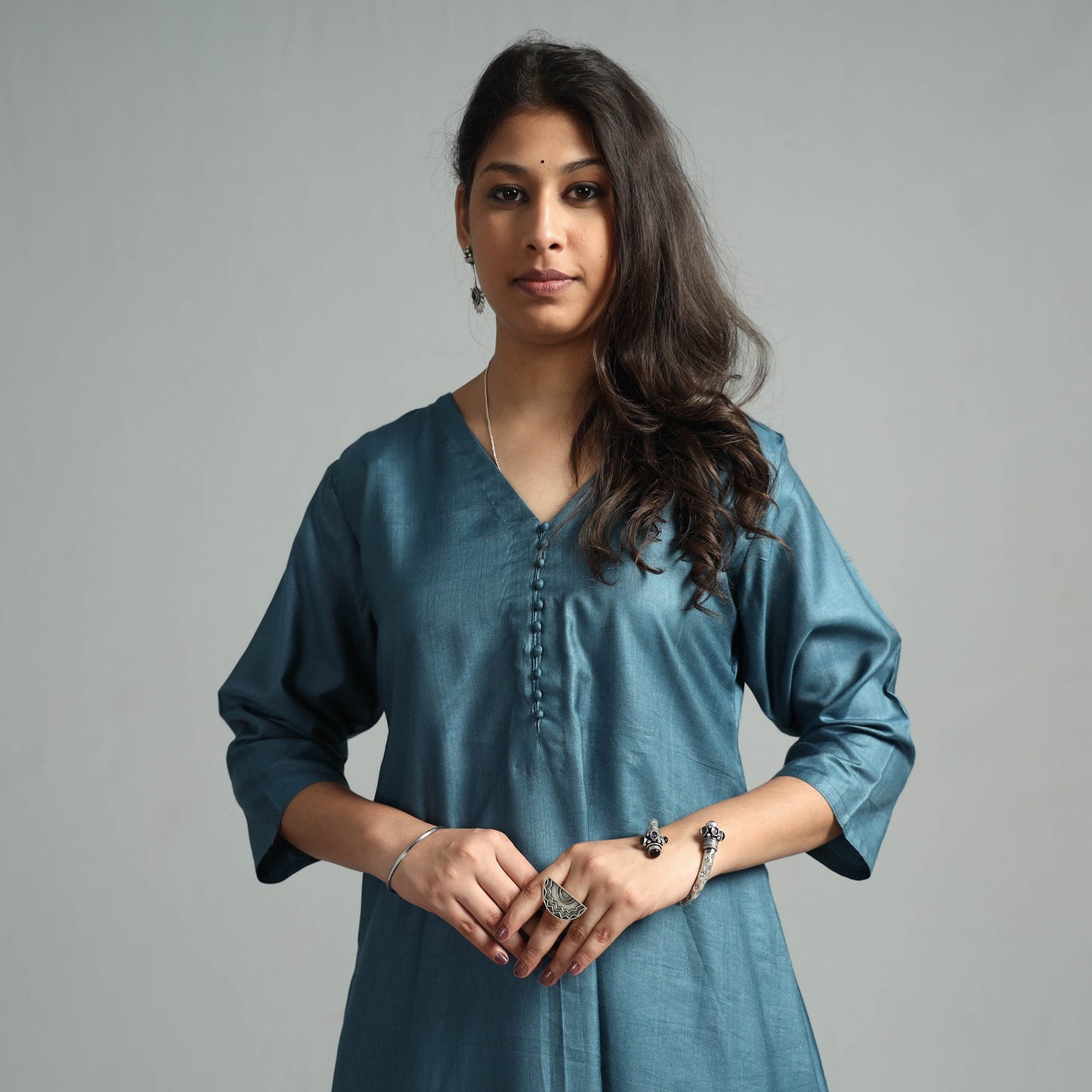 Buy Brick Red Tussar Silk Plain Kurta for Women