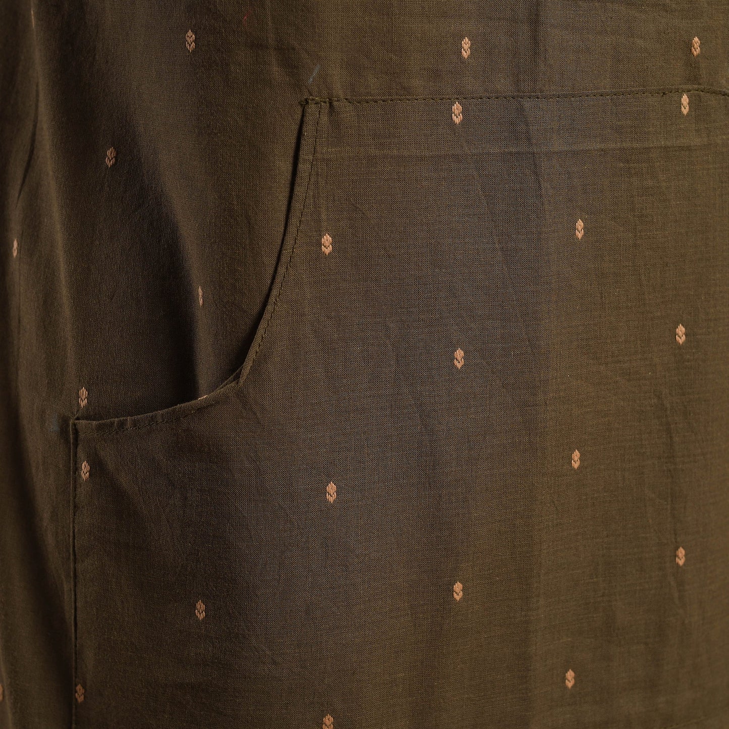 Olive Green Jacquard Weaving Cotton Apron with Pocket