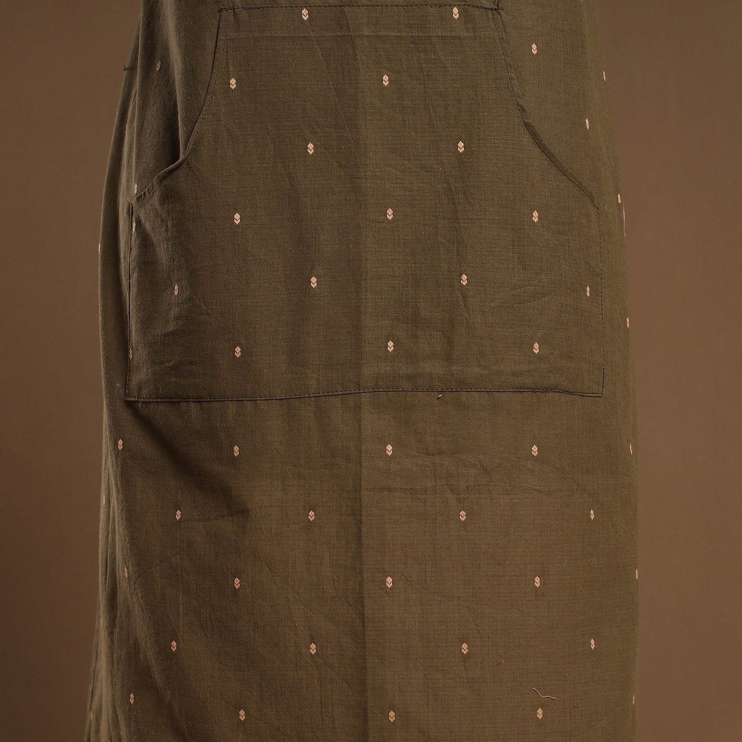 Olive Green Jacquard Weaving Cotton Apron with Pocket