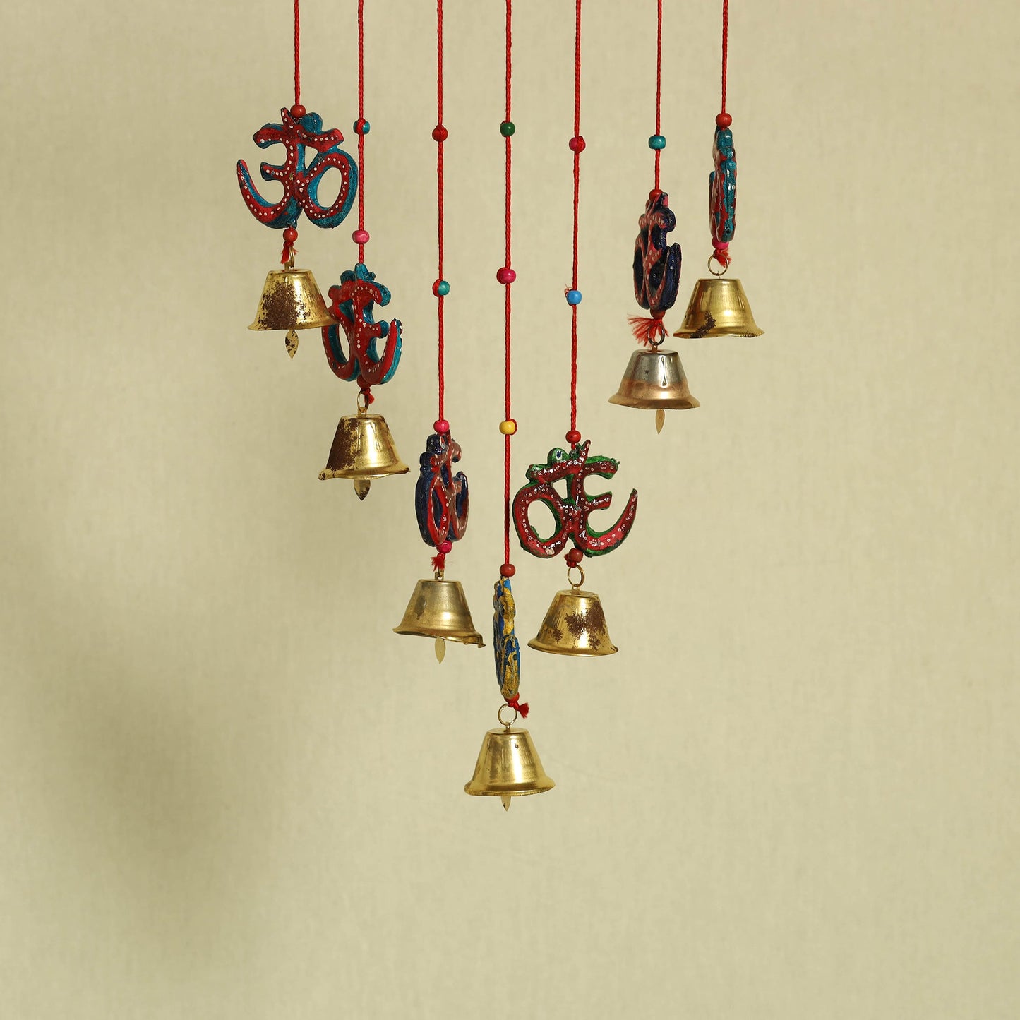 Om - Handpainted Wooden Decorative Bell Hanging