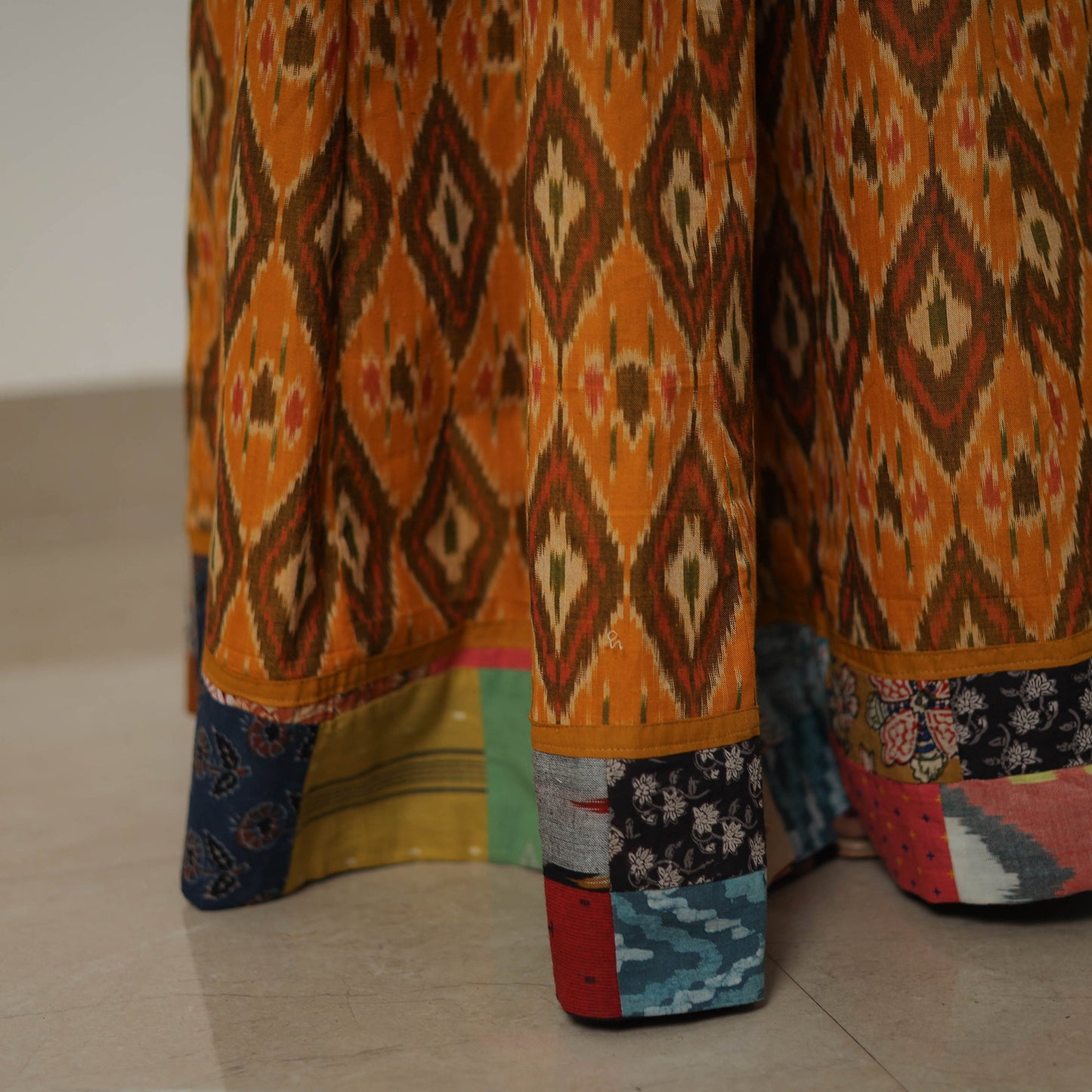 Orange - 24 kali cotton pochampally ikat skirt 22