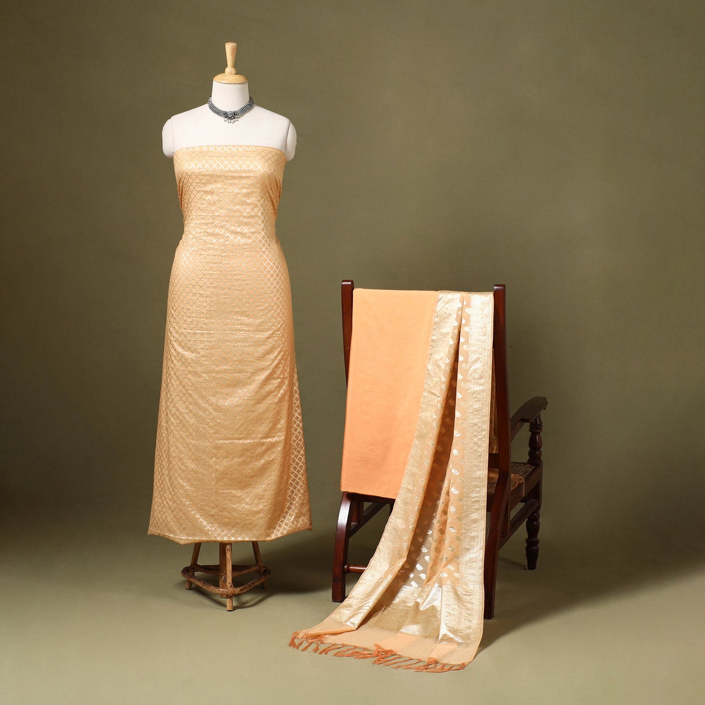 2pc Cotton x Viscose Zari Banarasi Dress Material