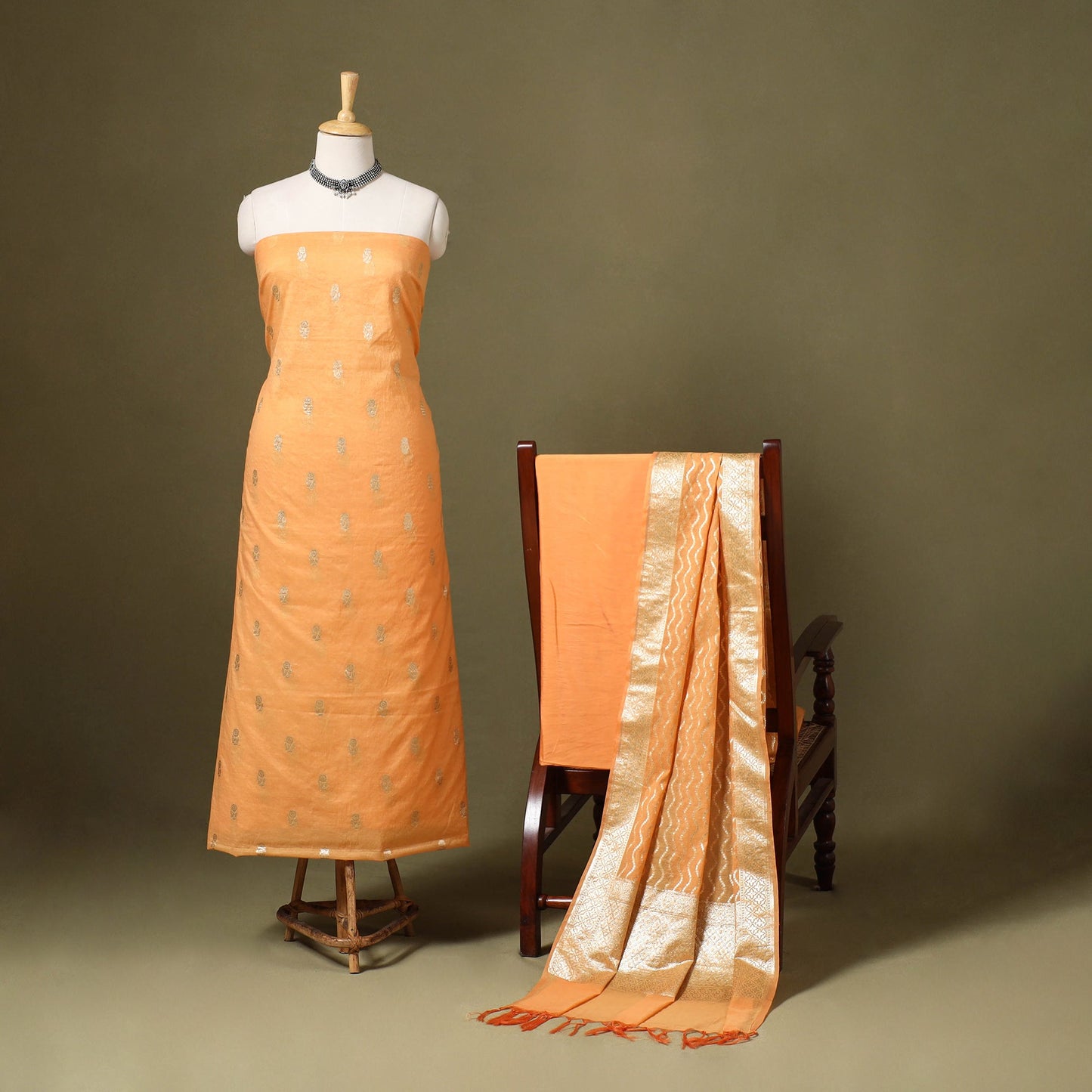 2pc Cotton x Viscose Zari Banarasi Dress Material