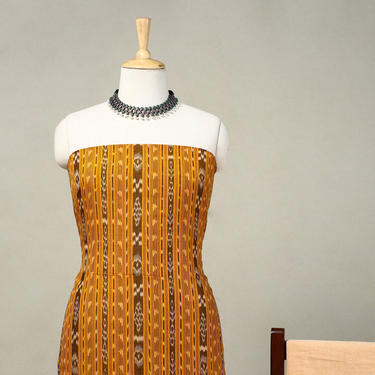 Orange 3pc Handloom Cotton Sambalpuri Ikat Dress Material