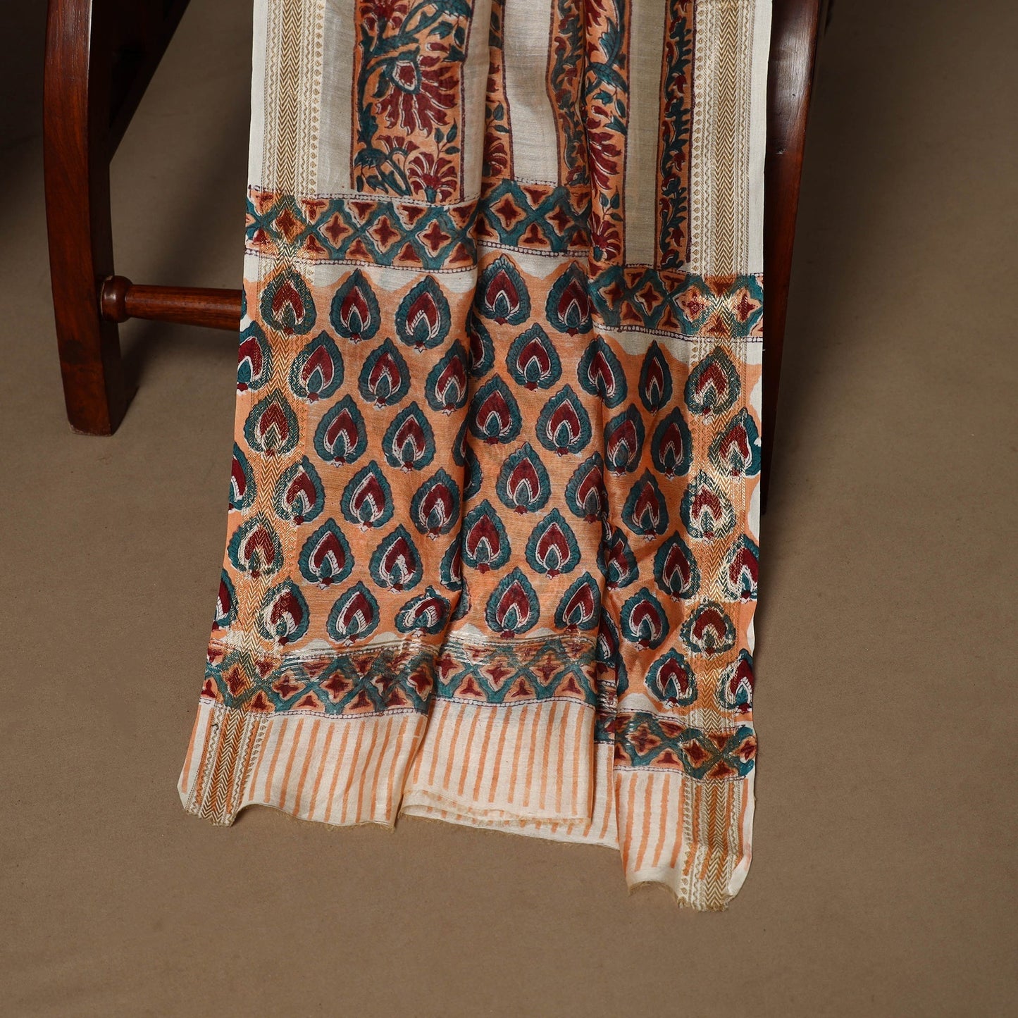 3pc maheshwari silk unstitched hand sanganeri dress