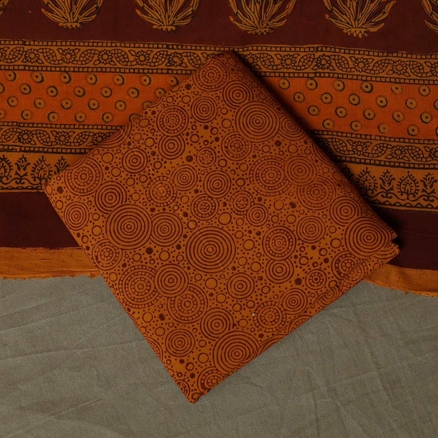 Bagh hand block print natural dyed cotton 3pc unstitched