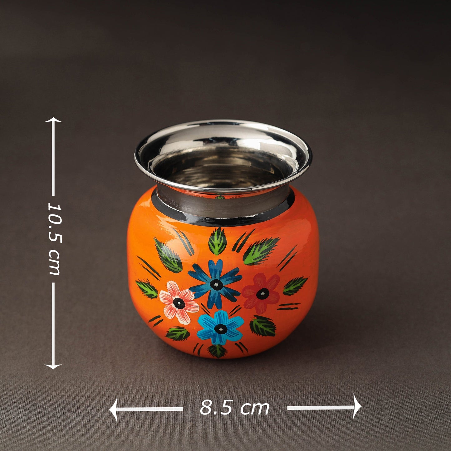 Banaras Handpainted Stainless Steel Lota / Pooja Kalash / Container