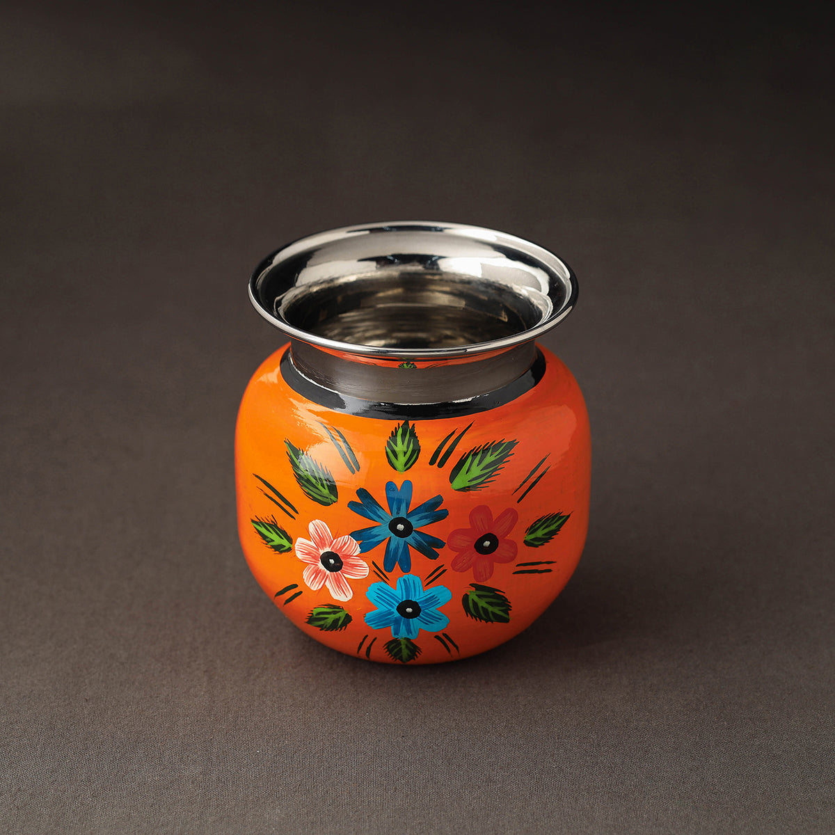 Banaras Handpainted Stainless Steel Lota / Pooja Kalash / Container