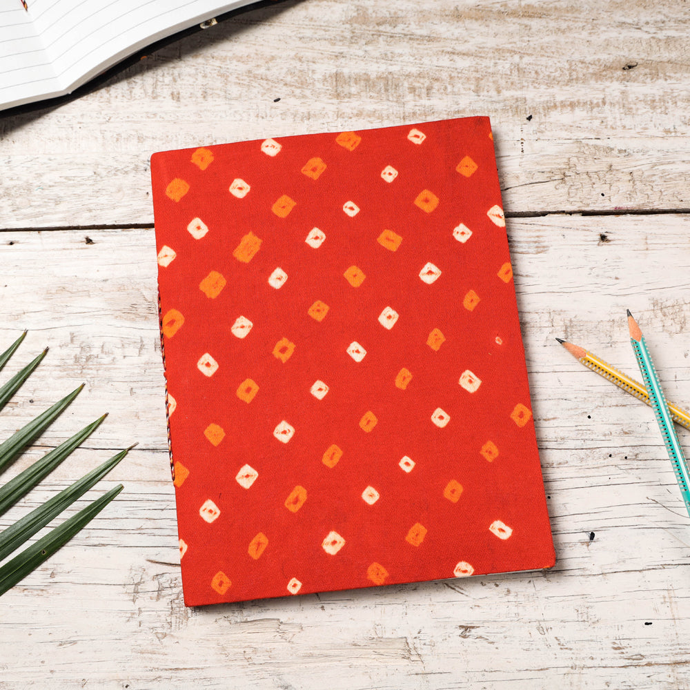 Orange Bandhani Cover Handmade Paper Notebook