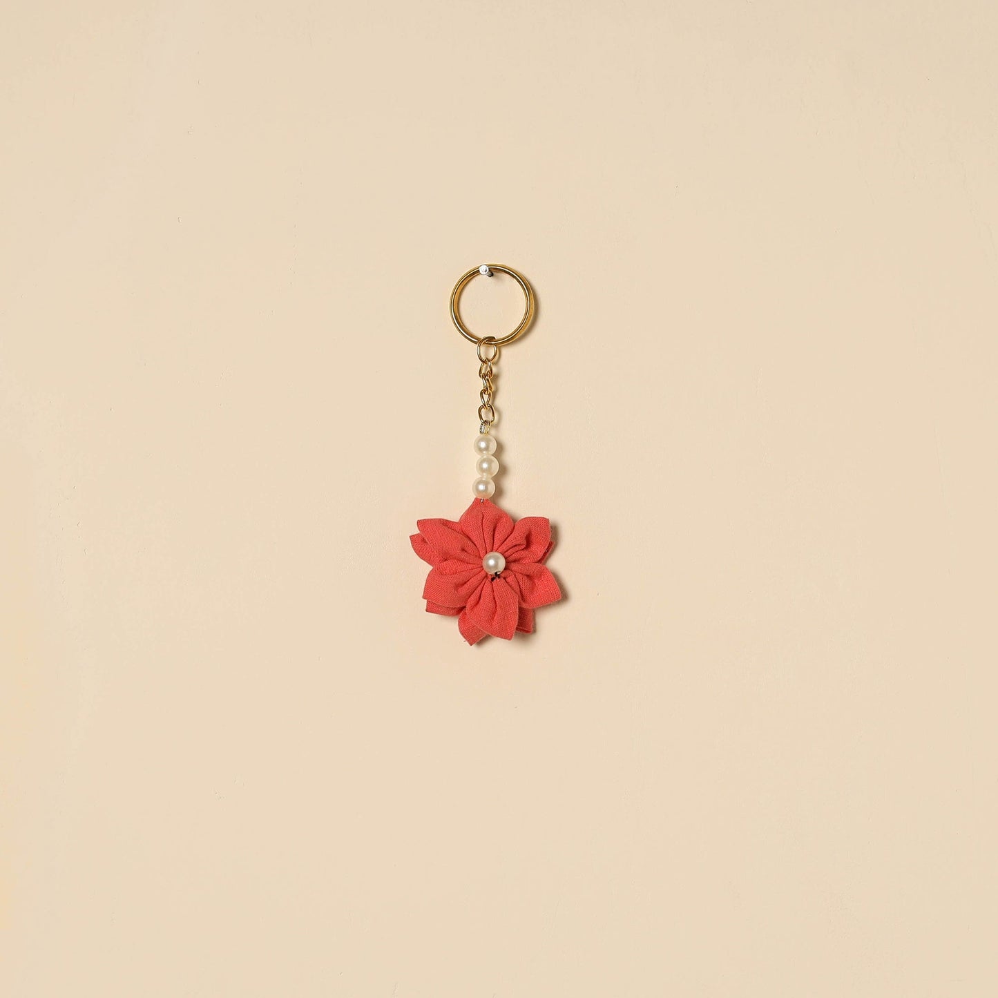 Beaded fabart flower keychain 51 - handcrafted