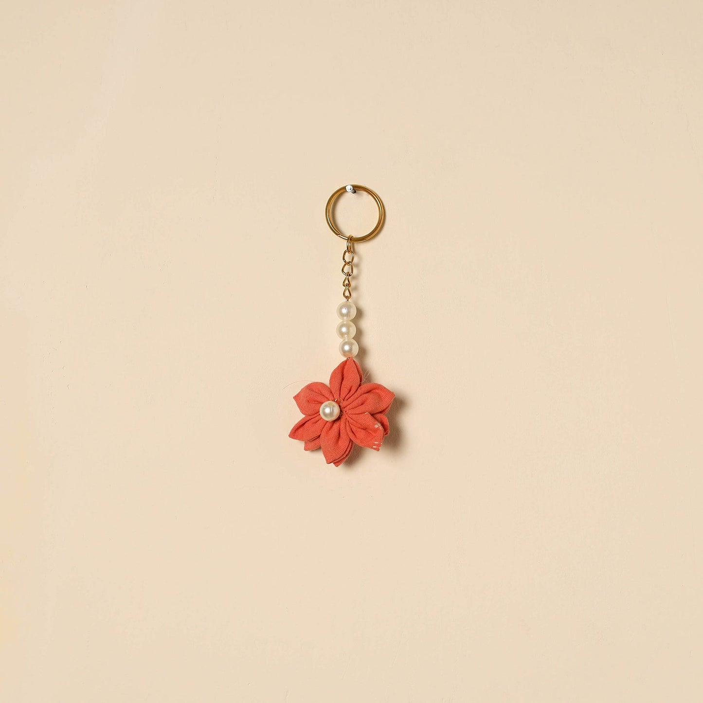 Beaded fabart flower keychain 53 - handcrafted