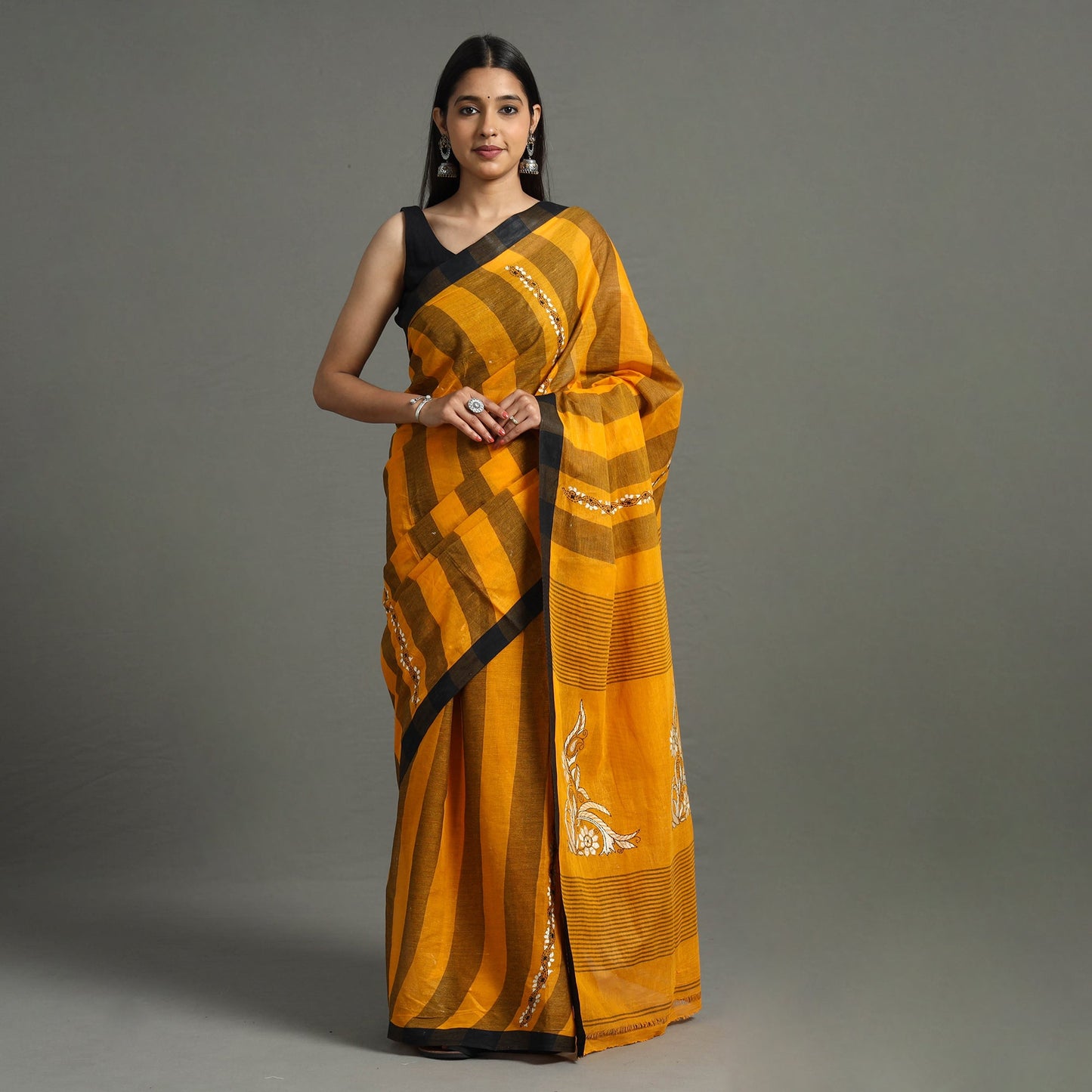 Bengal Kantha Hand Embroidery Cotton Handloom Saree